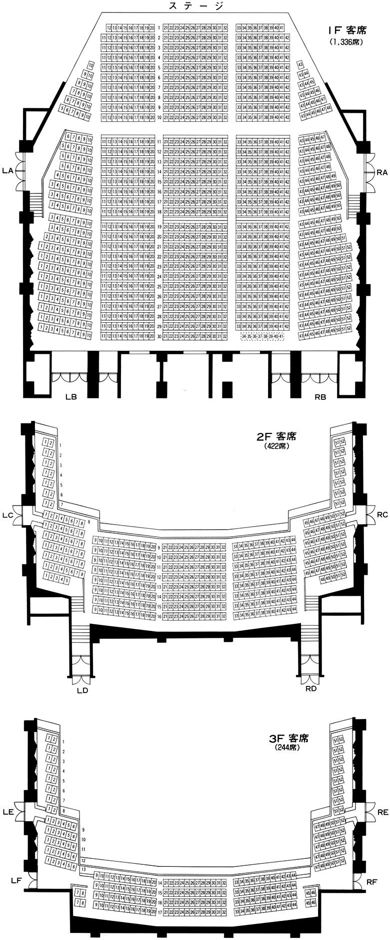 メインホールの座席表・プロセニアム型